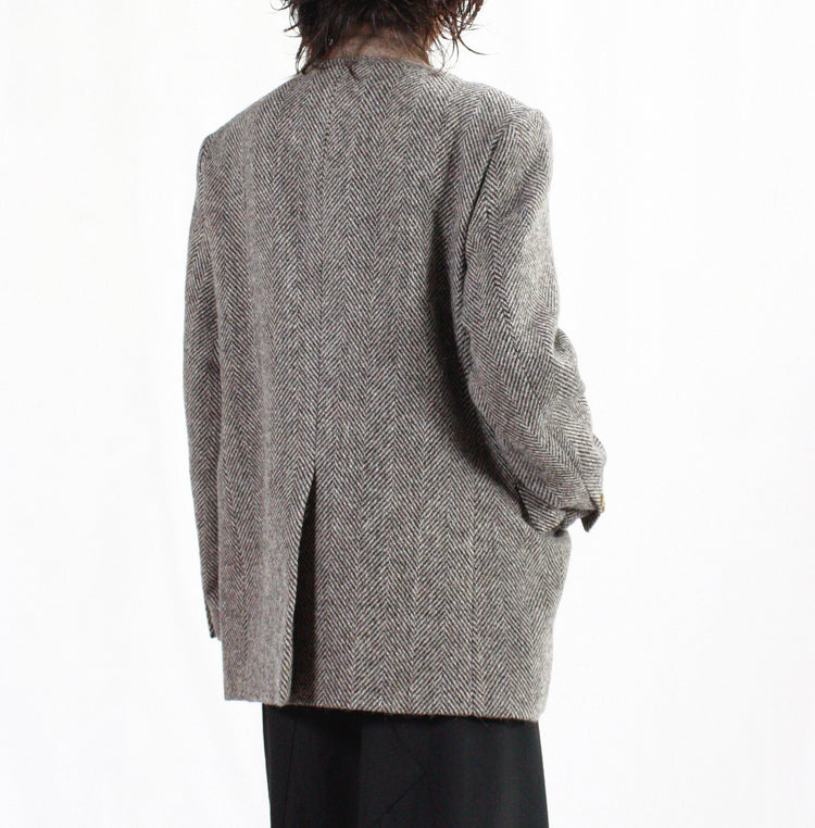 AURALEE / LAMA SHETLAND WOOL TWEED OVER JACKET / KHAKI TWEED / A24AJ06IS