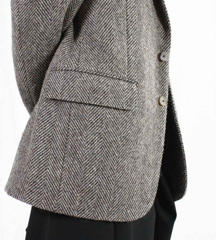 AURALEE / LAMA SHETLAND WOOL TWEED OVER JACKET / KHAKI TWEED / A24AJ06IS