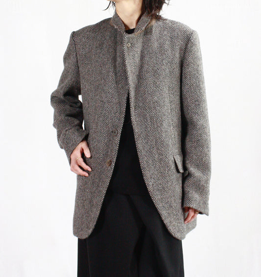 AURALEE / LAMA SHETLAND WOOL TWEED OVER JACKET / KHAKI TWEED / A24AJ06IS