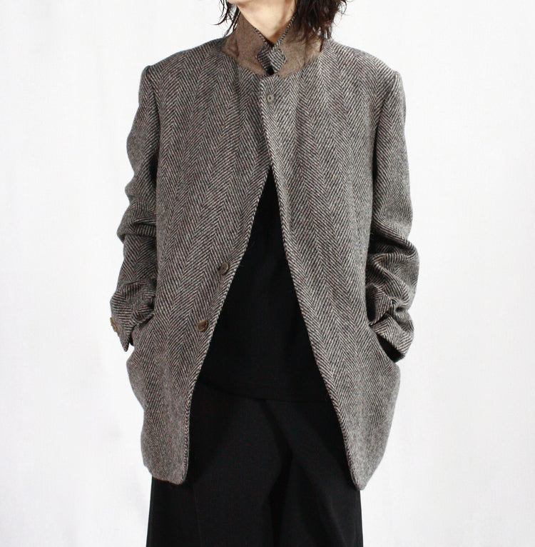 AURALEE / LAMA SHETLAND WOOL TWEED OVER JACKET / KHAKI TWEED / A24AJ06IS