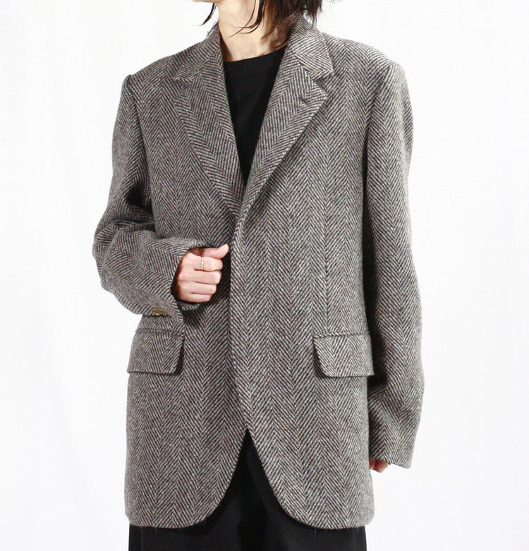 AURALEE / LAMA SHETLAND WOOL TWEED OVER JACKET / KHAKI TWEED / A24AJ06IS