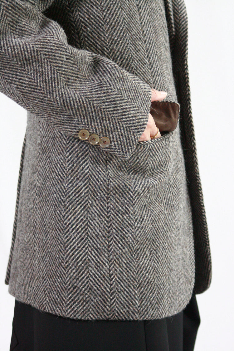 AURALEE / LAMA SHETLAND WOOL TWEED OVER JACKET / KHAKI TWEED / A24AJ06IS