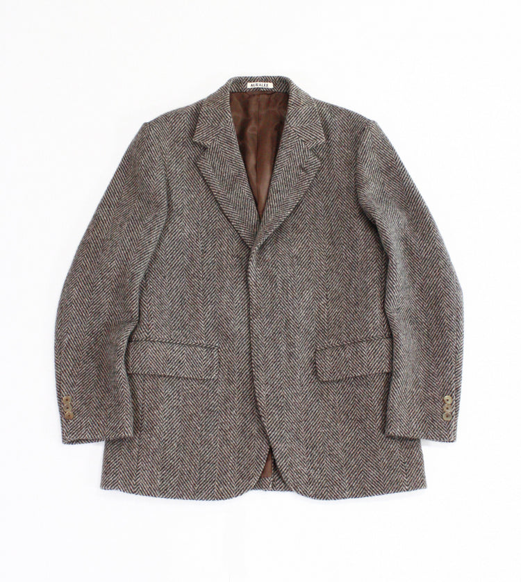 AURALEE / LAMA SHETLAND WOOL TWEED OVER JACKET / KHAKI TWEED / A24AJ06IS