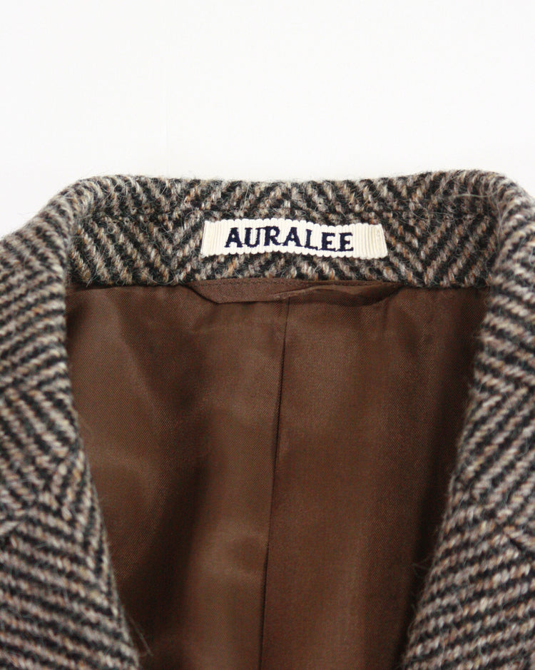 AURALEE / LAMA SHETLAND WOOL TWEED OVER JACKET / KHAKI TWEED / A24AJ06IS