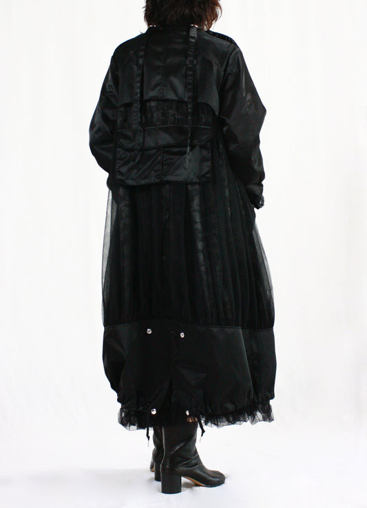 noir kei ninomiya / ナイロンツイル×ナイロンチュール リバーシブルコート / 3N-C001-051