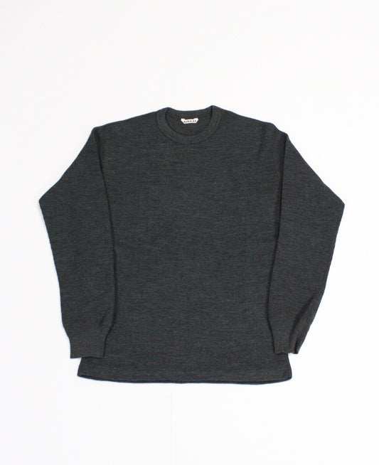 AURALEE / WOOL COTTON THERMAL P/O / TOP CHARCOAL