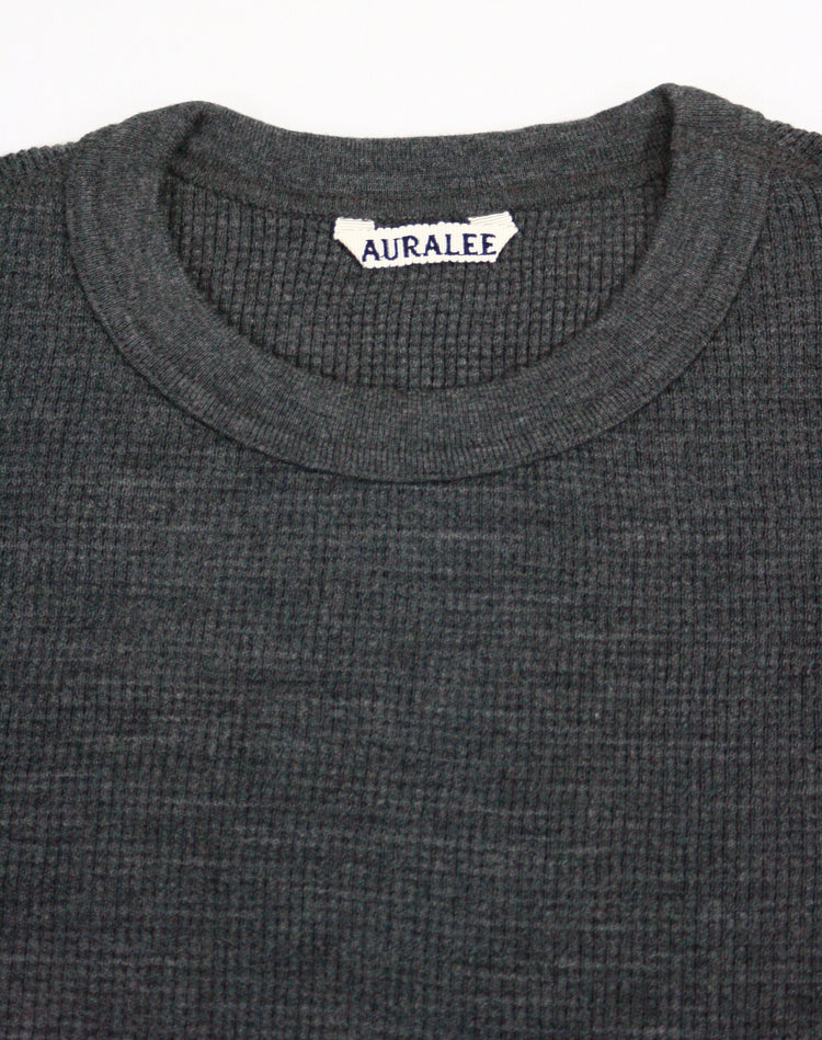 AURALEE / WOOL COTTON THERMAL P/O / TOP CHARCOAL