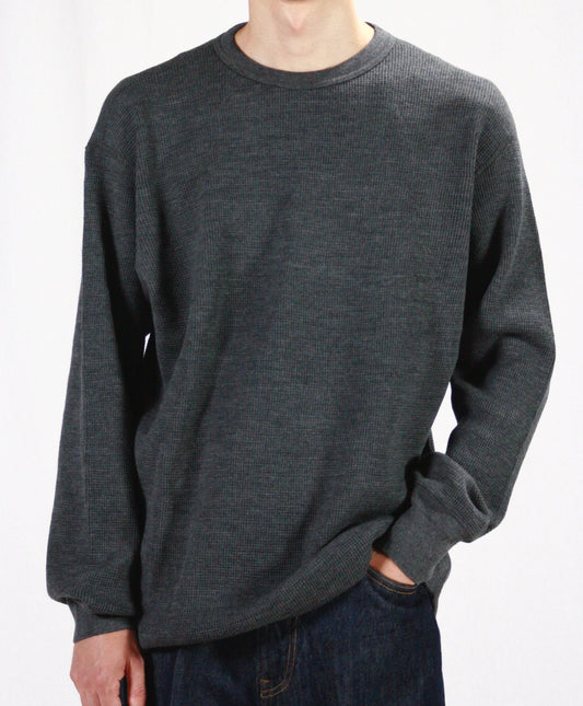 AURALEE / WOOL COTTON THERMAL P/O / TOP CHARCOAL