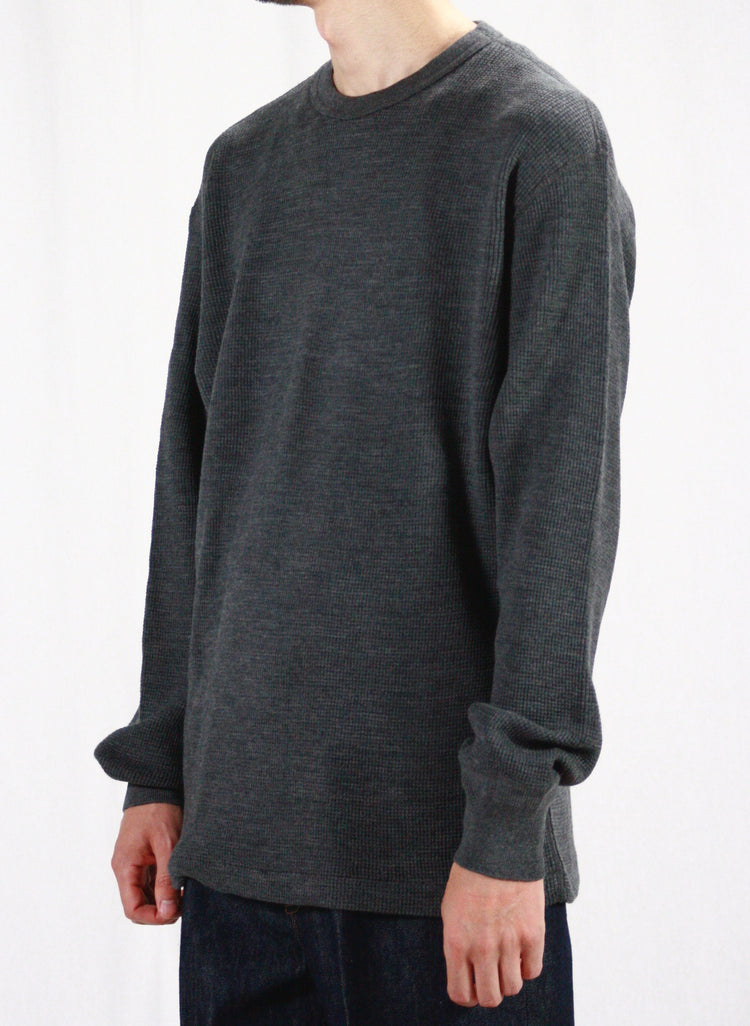 AURALEE / WOOL COTTON THERMAL P/O / TOP CHARCOAL