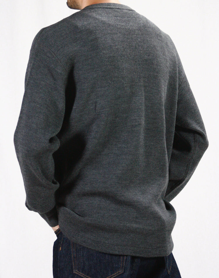 AURALEE / WOOL COTTON THERMAL P/O / TOP CHARCOAL