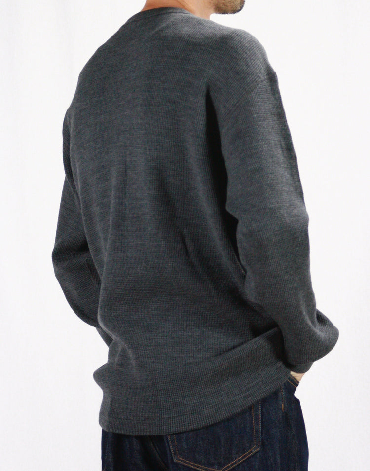 AURALEE / WOOL COTTON THERMAL P/O / TOP CHARCOAL