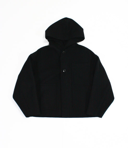 HYKE / MELTON HOODED WORK JACKET / BLACK / 17474