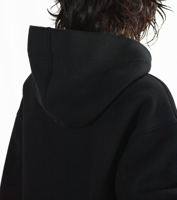 HYKE / MELTON HOODED WORK JACKET / BLACK / 17474