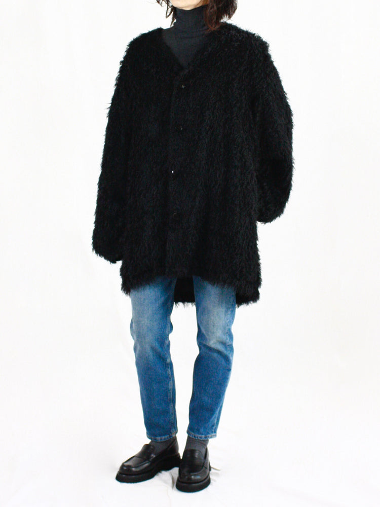 08sircus / Hairy cut jacquard over cardigan / black / S24AW-OT15