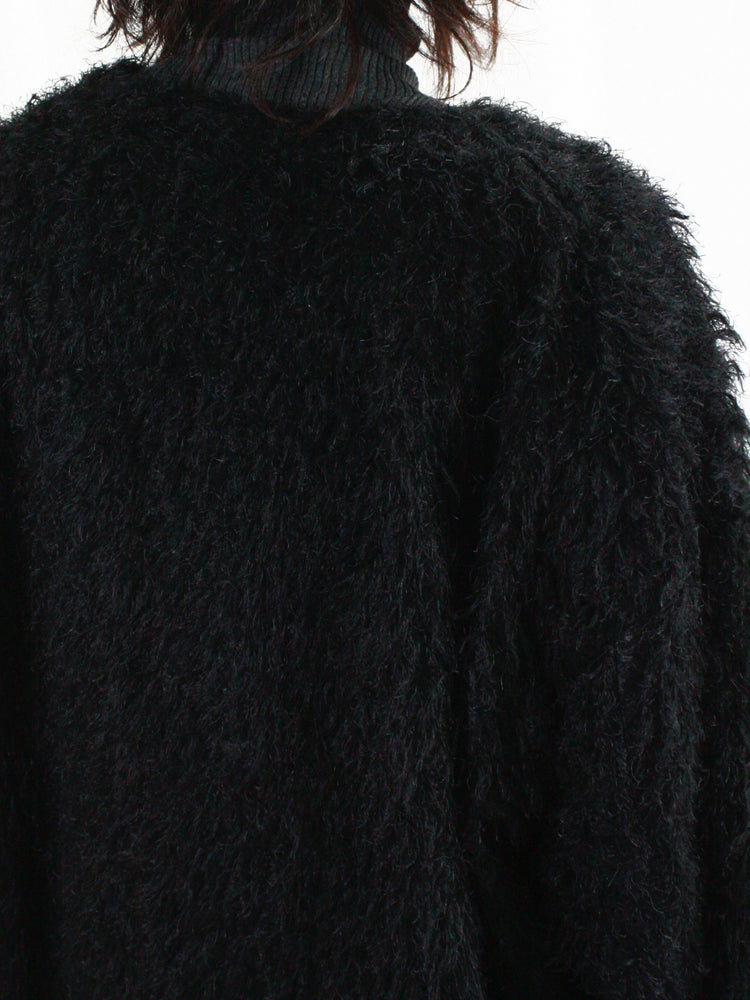 08sircus / Hairy cut jacquard over cardigan / black / S24AW-OT15