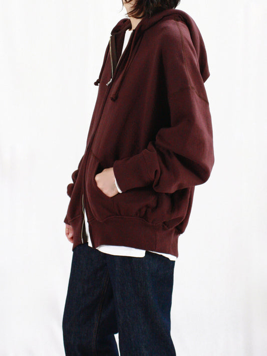 INSCRIRE / Asymmerty Zip Hoodie / BORDEAUX BROWN /  124AW-BC87