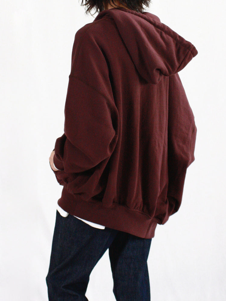 INSCRIRE / Asymmerty Zip Hoodie / BORDEAUX BROWN /  124AW-BC87