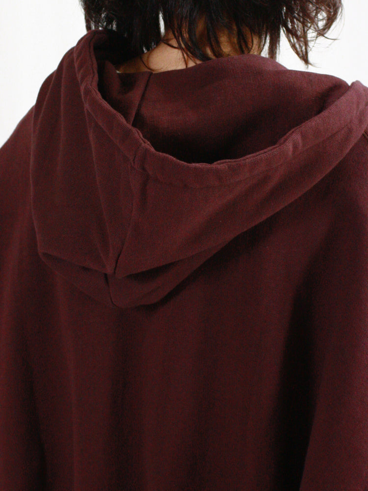 INSCRIRE / Asymmerty Zip Hoodie / BORDEAUX BROWN /  124AW-BC87