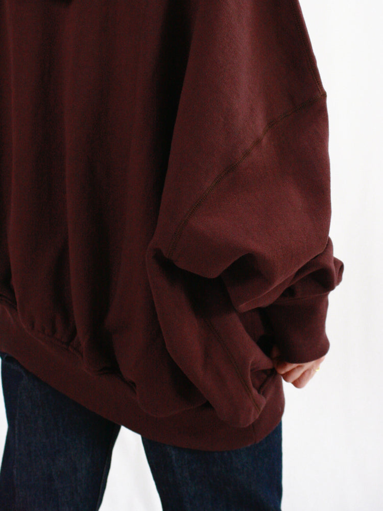 INSCRIRE / Asymmerty Zip Hoodie / BORDEAUX BROWN /  124AW-BC87