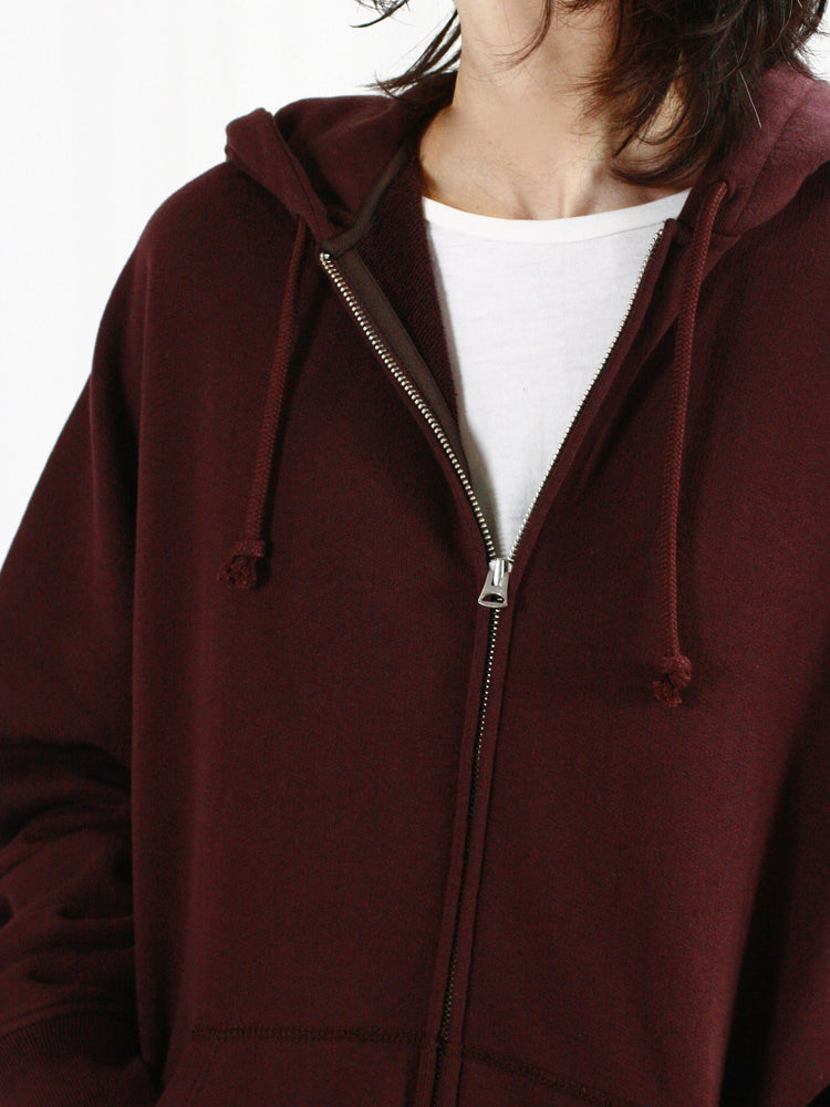 INSCRIRE / Asymmerty Zip Hoodie / BORDEAUX BROWN /  124AW-BC87