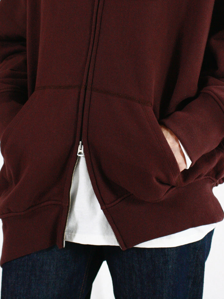 INSCRIRE / Asymmerty Zip Hoodie / BORDEAUX BROWN /  124AW-BC87