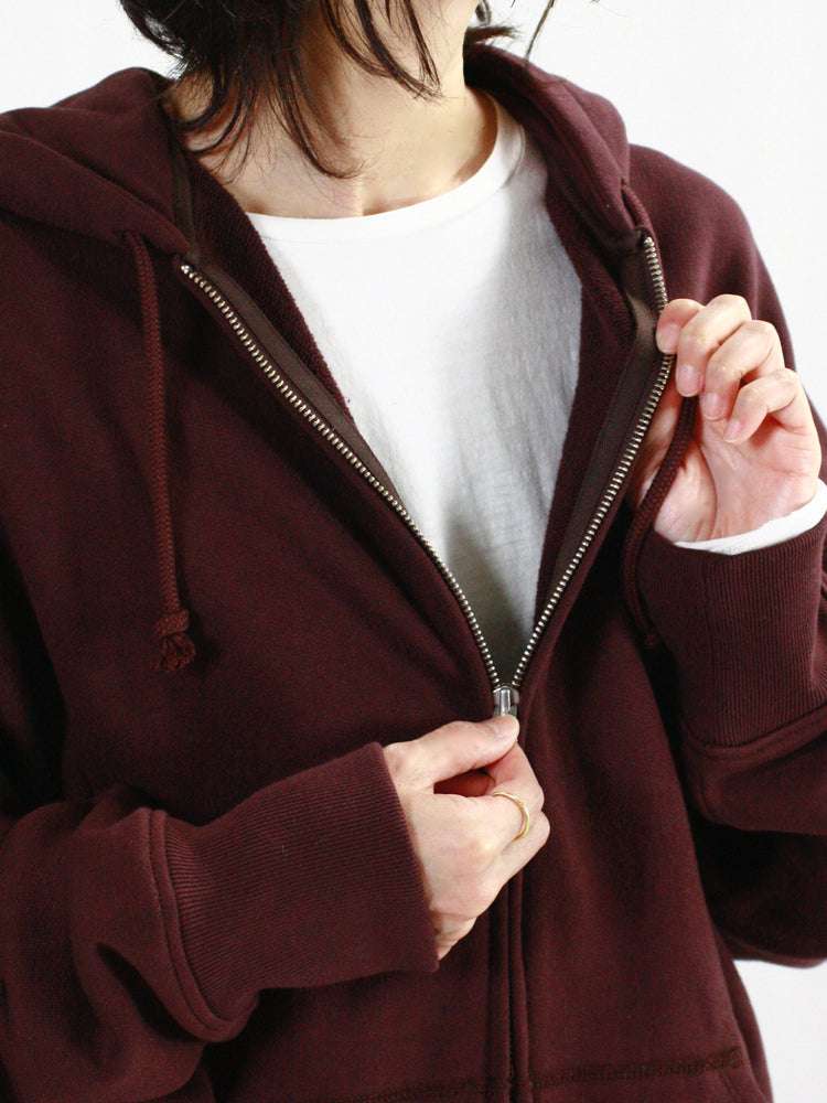 INSCRIRE / Asymmerty Zip Hoodie / BORDEAUX BROWN /  124AW-BC87