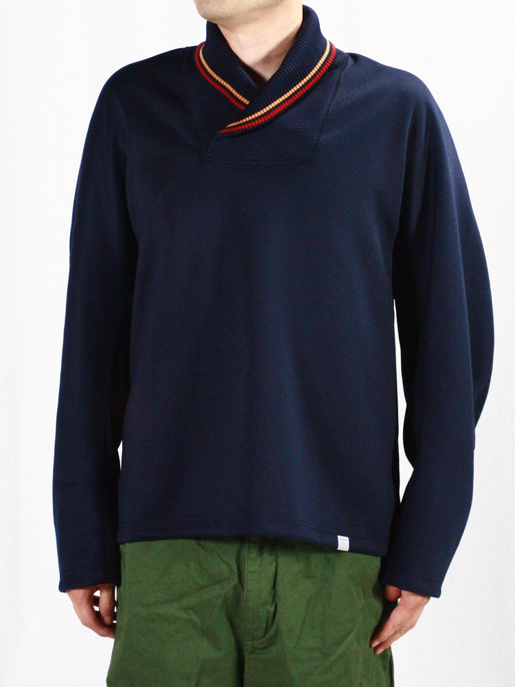 kolor/BEACON / 襟切り替えダンボールニット / NAVY / 24WBM-T06234