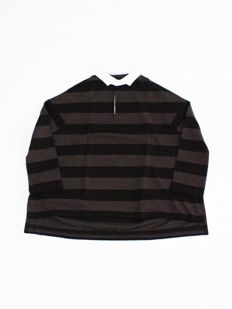 COGTHEBIGSMOKE / IVY RUGBY JERSEY / CHACOAL×BLACK / 11101-185-915-1