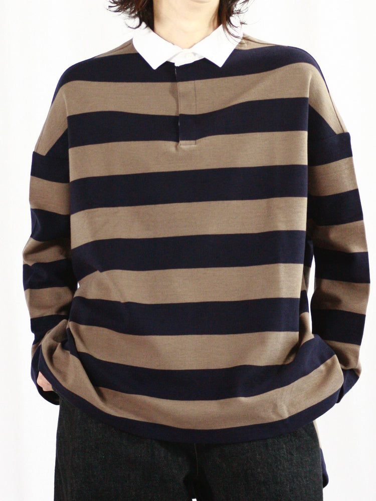 COGTHEBIGSMOKE / IVY RUGBY JERSEY / TAUPE×NAVY / 11101-185-915-1