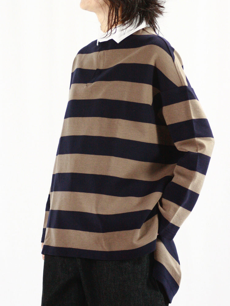 COGTHEBIGSMOKE / IVY RUGBY JERSEY / TAUPE×NAVY / 11101-185-915-1