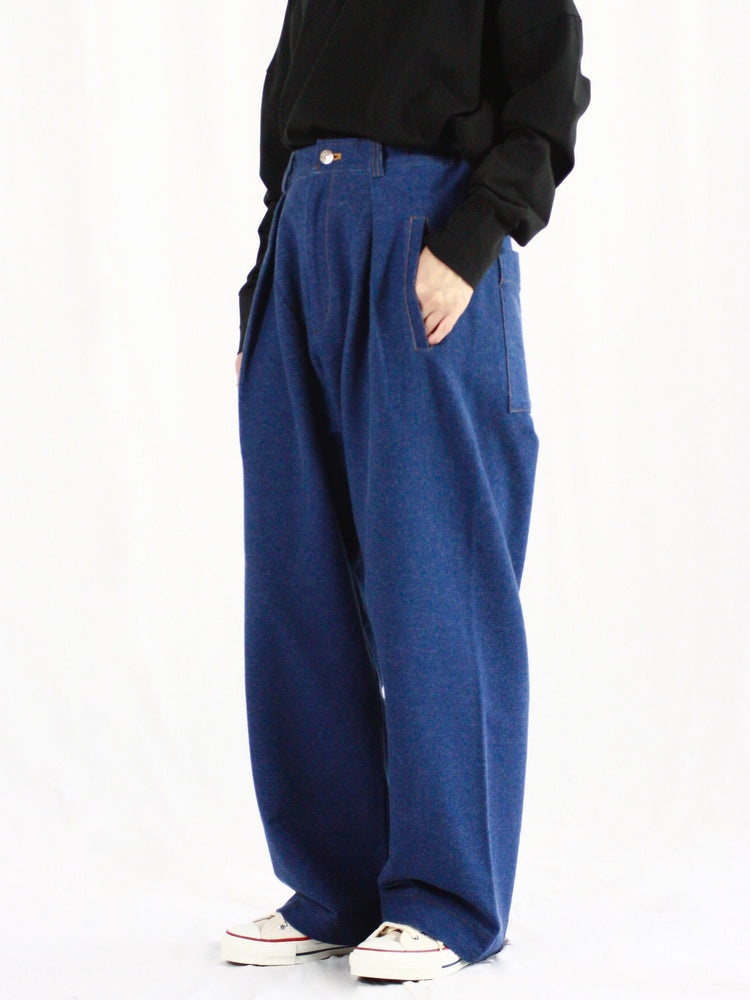 COGTHEBIGSMOKE / KASSIDY DOUBLE TUCK TROUSERS  / INDIGO / 11602-167-1113-1