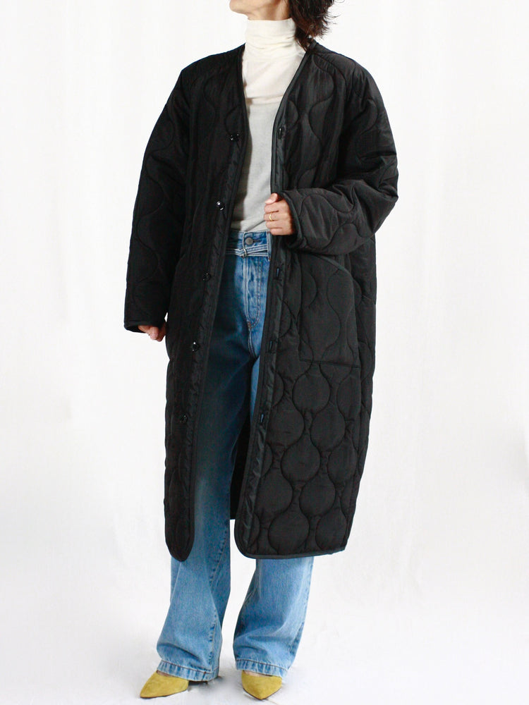 HYKE / QUILTED LINER COAT / BLACK / 17485