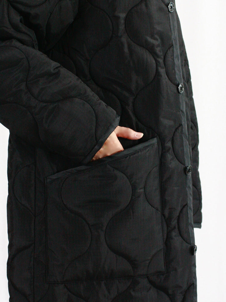 HYKE / QUILTED LINER COAT / BLACK / 17485