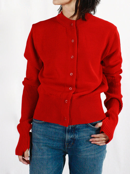 THE SHINZONE / LONG RIB CARDIGAN / RED  / 23AMSNI05