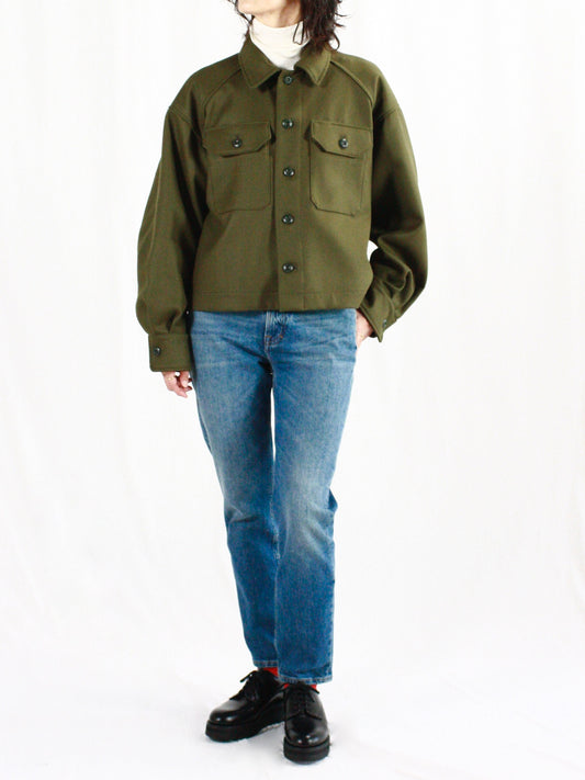 HYKE / WOOL SHIRT JACKET / OLIVE DRAB / 17457