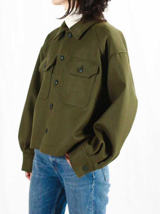 HYKE / WOOL SHIRT JACKET / OLIVE DRAB / 17457