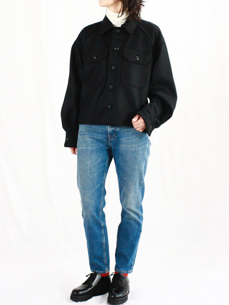 HYKE / WOOL SHIRT JACKET / BLACK / 17457