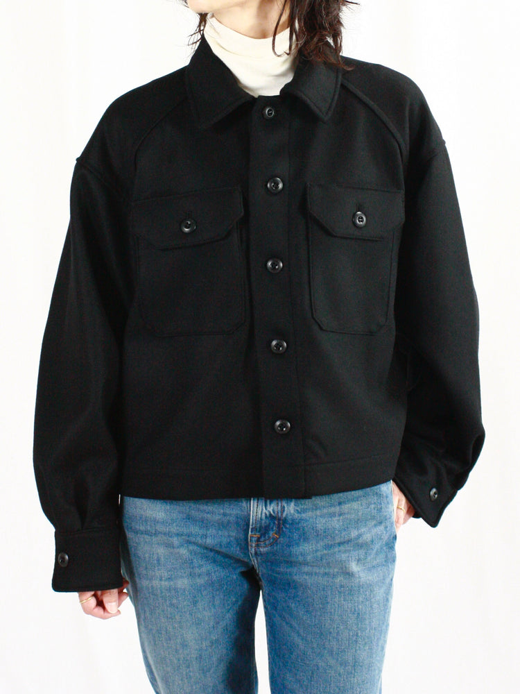 HYKE / WOOL SHIRT JACKET / BLACK / 17457