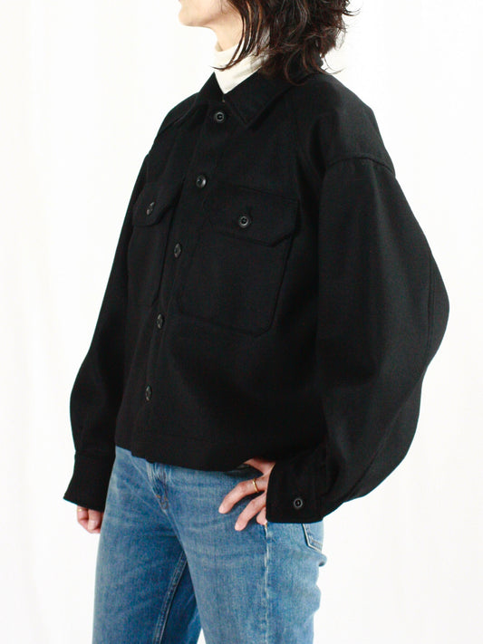 HYKE / WOOL SHIRT JACKET / BLACK / 17457