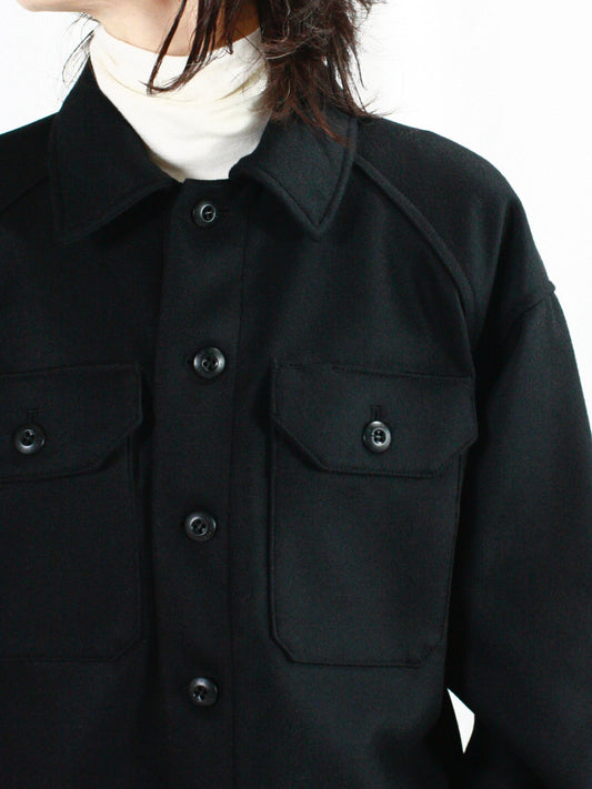 HYKE / WOOL SHIRT JACKET / BLACK / 17457