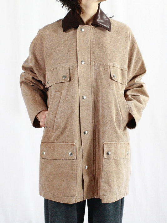 AURALEE / WASHED ORGANIC CANVAS HUNTING BLOUSON /  LIGHT BROWN/a24ab05hg