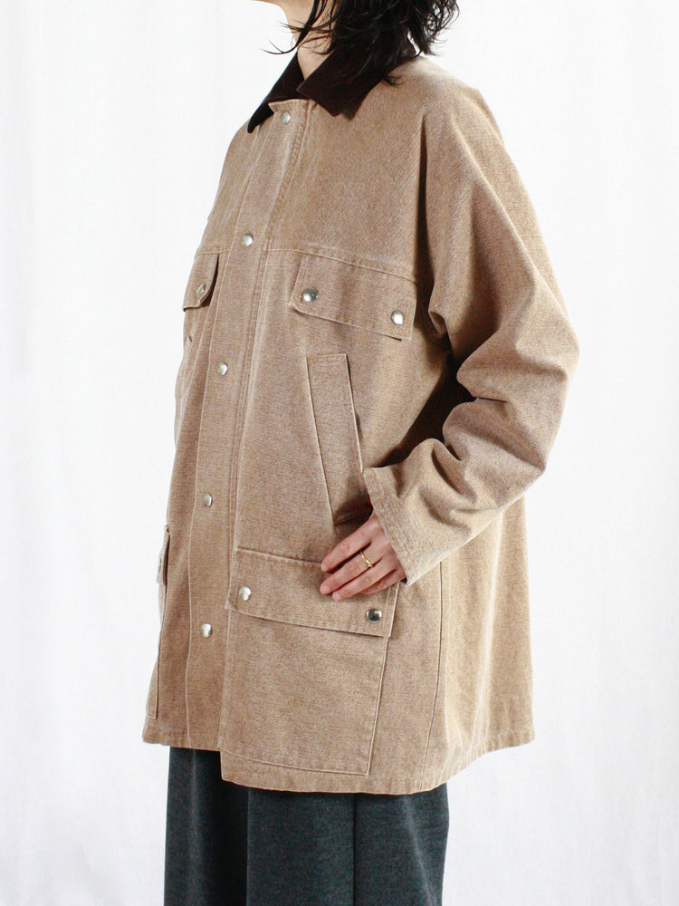 AURALEE / WASHED ORGANIC CANVAS HUNTING BLOUSON /  LIGHT BROWN/a24ab05hg