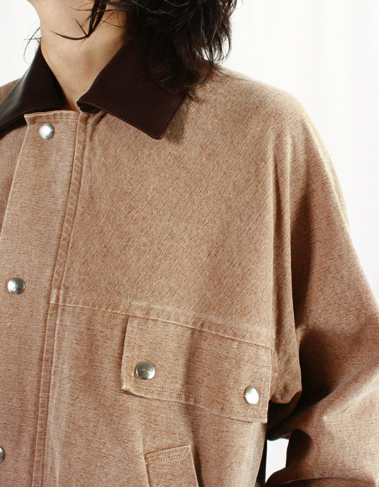 AURALEE / WASHED ORGANIC CANVAS HUNTING BLOUSON /  LIGHT BROWN/a24ab05hg