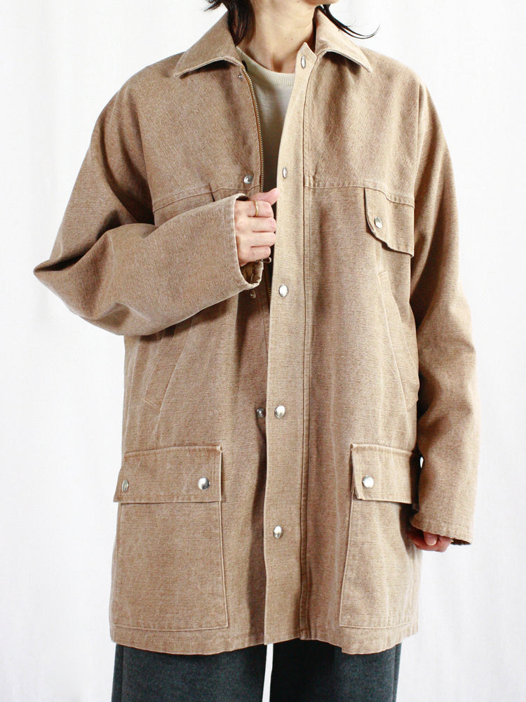 AURALEE / WASHED ORGANIC CANVAS HUNTING BLOUSON /  LIGHT BROWN/a24ab05hg