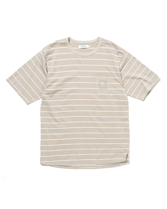nonnative / DWELLER S/S TEE BORDER COTTON JERSEY / SAND / NN-C4611
