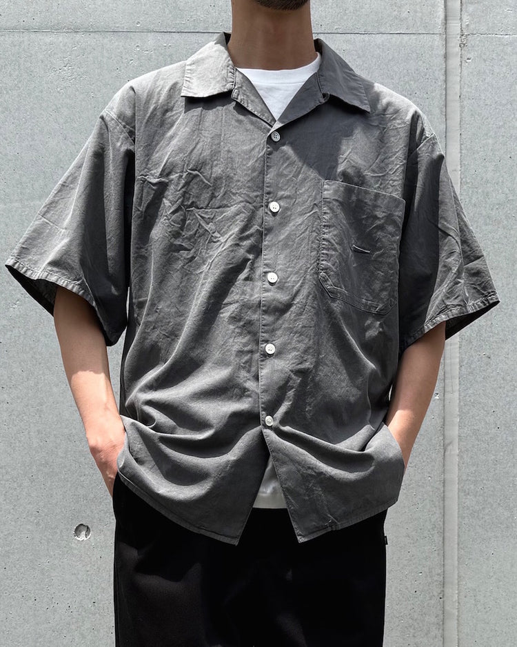 DESCENDANT / S WIND OPEN COLLAR SS SHIRT PIGMENT DYE / GREY / 251TQDS-SHM03