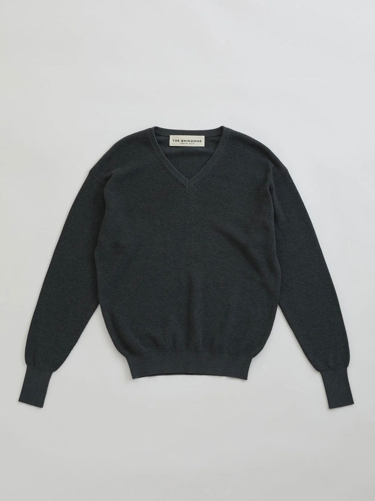 THE SHINZONE / TWISTED COTTON KNIT PULLOVER / GRAY / 25SMSNI02