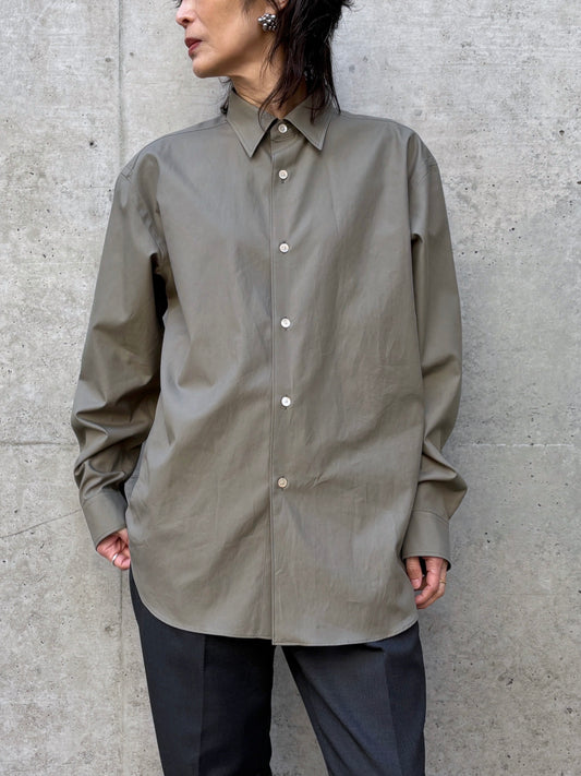 AURALEE / WASHED FINX TWILL SHIRT / OLIVE / A26SS04TN