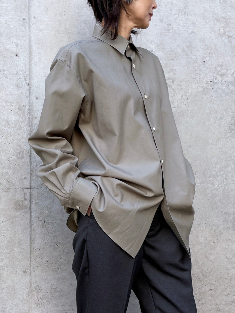 AURALEE / WASHED FINX TWILL SHIRT / OLIVE / A26SS04TN