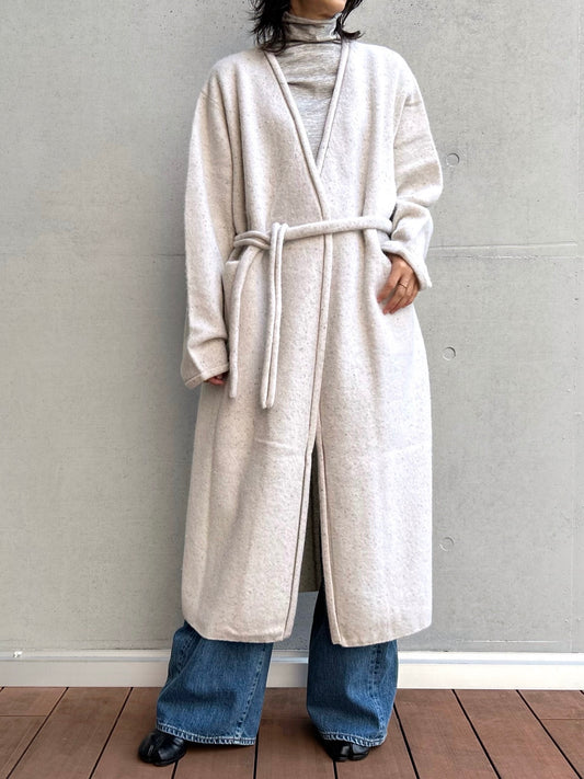 WALANCE / boiled wool long cardigan / L.BEIGE / 3253-005